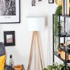Soungou Lampadaire Bois clair, Blanc, 1 lumière