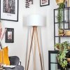 Soungou Lampadaire Bois clair, Blanc, 1 lumière