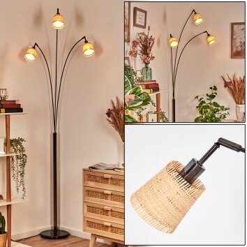 Lindberg Lampadaire Chrome, Noir, 3 lumières