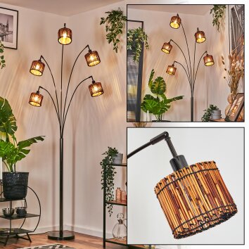 Cando Lampadaire Chrome, Noir, 5 lumières