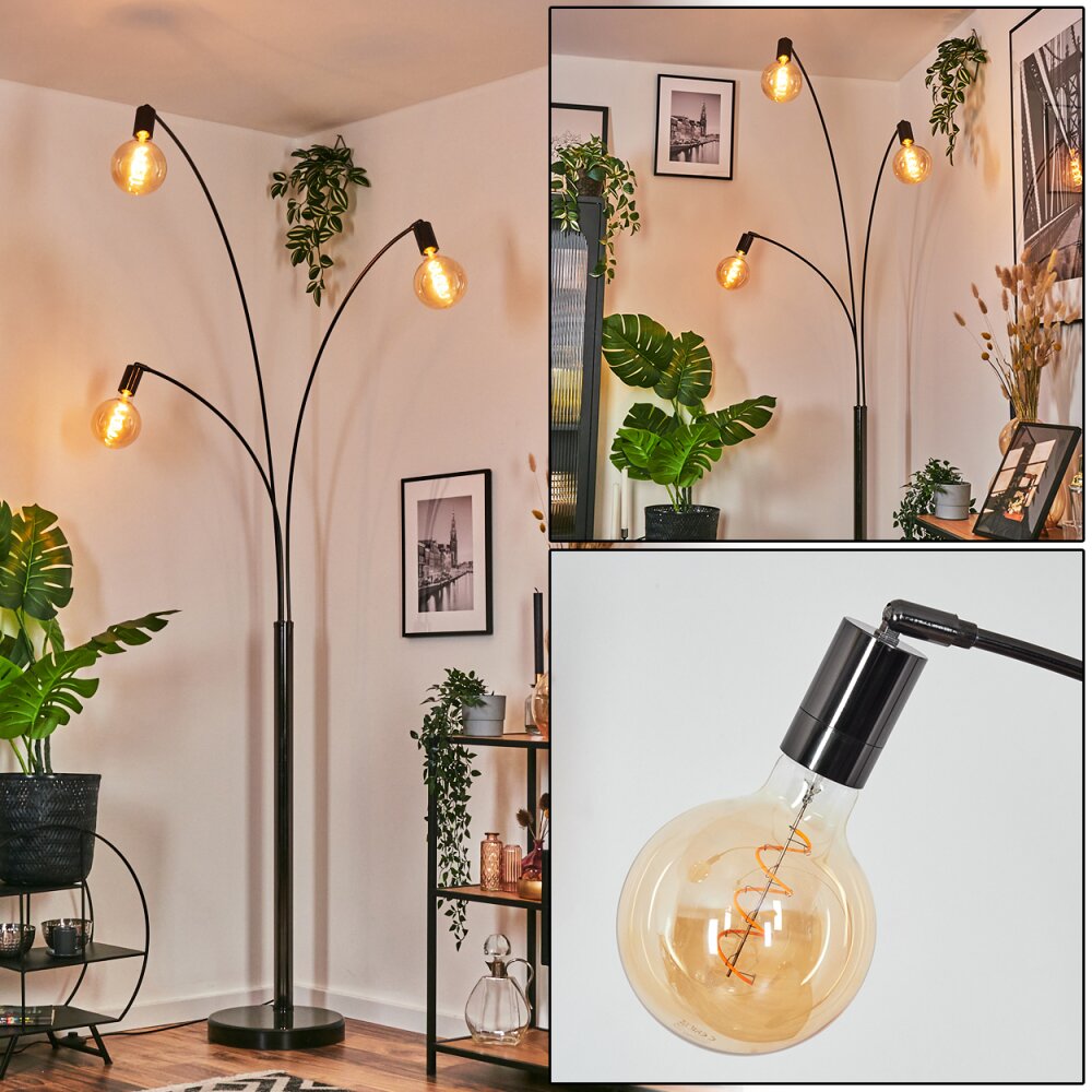 Codecreo Lampadaire Chrome, Noir, 3 lumières main product photo