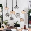 Koyoto Suspension, Boule lumineuse, Suspension Écru, Noir, 8 lumières