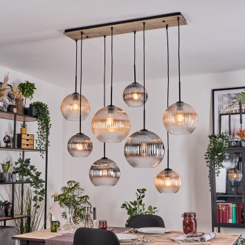 Koyoto Suspension, Boule lumineuse, Suspension Écru, Noir, 8 lumières