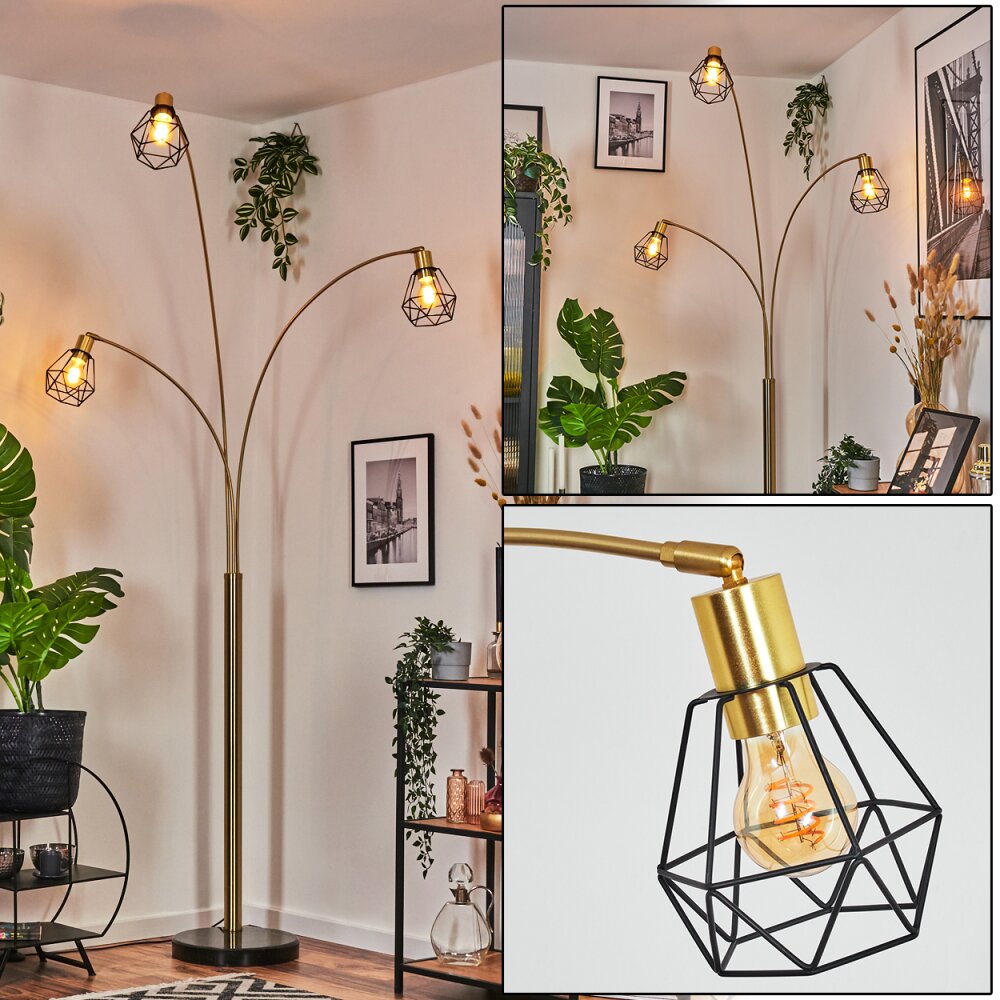 Yaak Lampadaire Laiton, Noir, 3 lumières main product photo