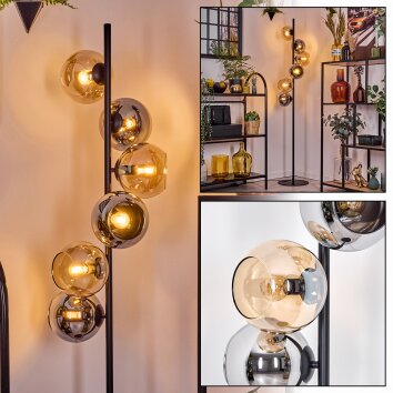 Koyoto Lampadaire Ambre, Fumé, 6 lumières