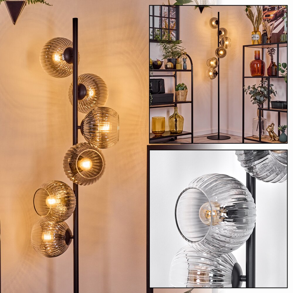 Koyoto Lampadaire Clair, Fumé, 6 lumières main product photo