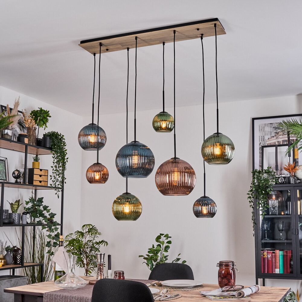 Koyoto Suspension, Boule lumineuse, Suspension Écru, Noir, 8 lumières main product photo