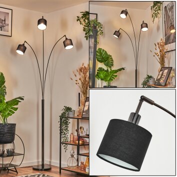 Bassagoda Lampadaire Chrome, Noir, 3 lumières Bassagoda Lampadaire Chrome, Noir, 3 lumières