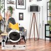Soungou Lampadaire Chrome, Bois foncé, 1 lumière