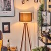 Soungou Lampadaire Chrome, Bois foncé, 1 lumière