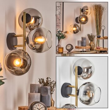 Koyoto Boule lumineuse, Applique murale Or, Noir, 3 lumières