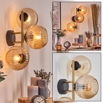 Koyoto Boule lumineuse, Applique murale Or, Noir, 3 lumières