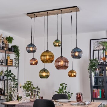 Koyoto Suspension, Boule lumineuse, Suspension Écru, Noir, 8 lumières
