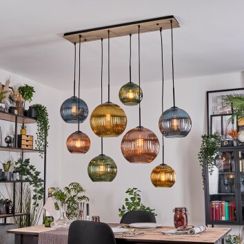 Koyoto Suspension, Boule lumineuse, Suspension Écru, Noir, 8 lumières
