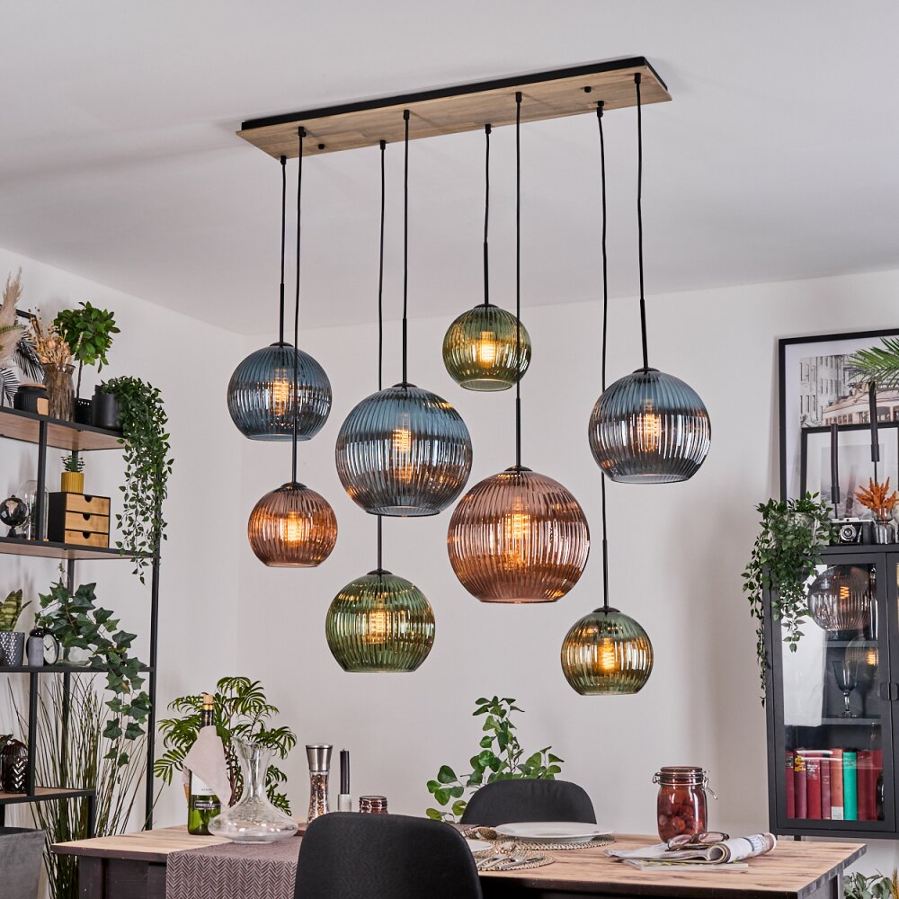 Koyoto Suspension, Boule lumineuse, Suspension Écru, Noir, 8 lumières main product photo