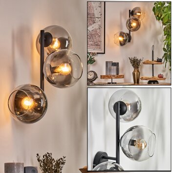 Koyoto Boule lumineuse, Applique murale Clair, Fumé, 3 lumières