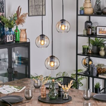 Koyoto Suspension, Boule lumineuse, Suspension grappe 30 cm Ambre, Clair, 3 lumières