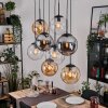 Gastor Suspension, Boule lumineuse, Suspension Ambre, Clair, Fumé, 8 lumières