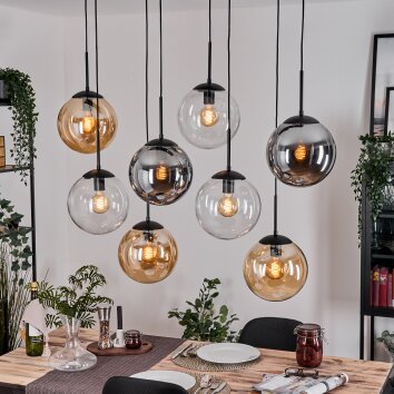 Gastor Suspension, Boule lumineuse, Suspension Ambre, Clair, Fumé, 8 lumières