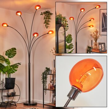 Nikkala Lampadaire Chrome, Noir, 5 lumières