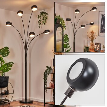 Nikkala Lampadaire Chrome, Noir, 5 lumières