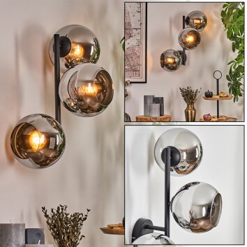Koyoto Boule lumineuse, Applique murale Chrome, Fumé, 3 lumières