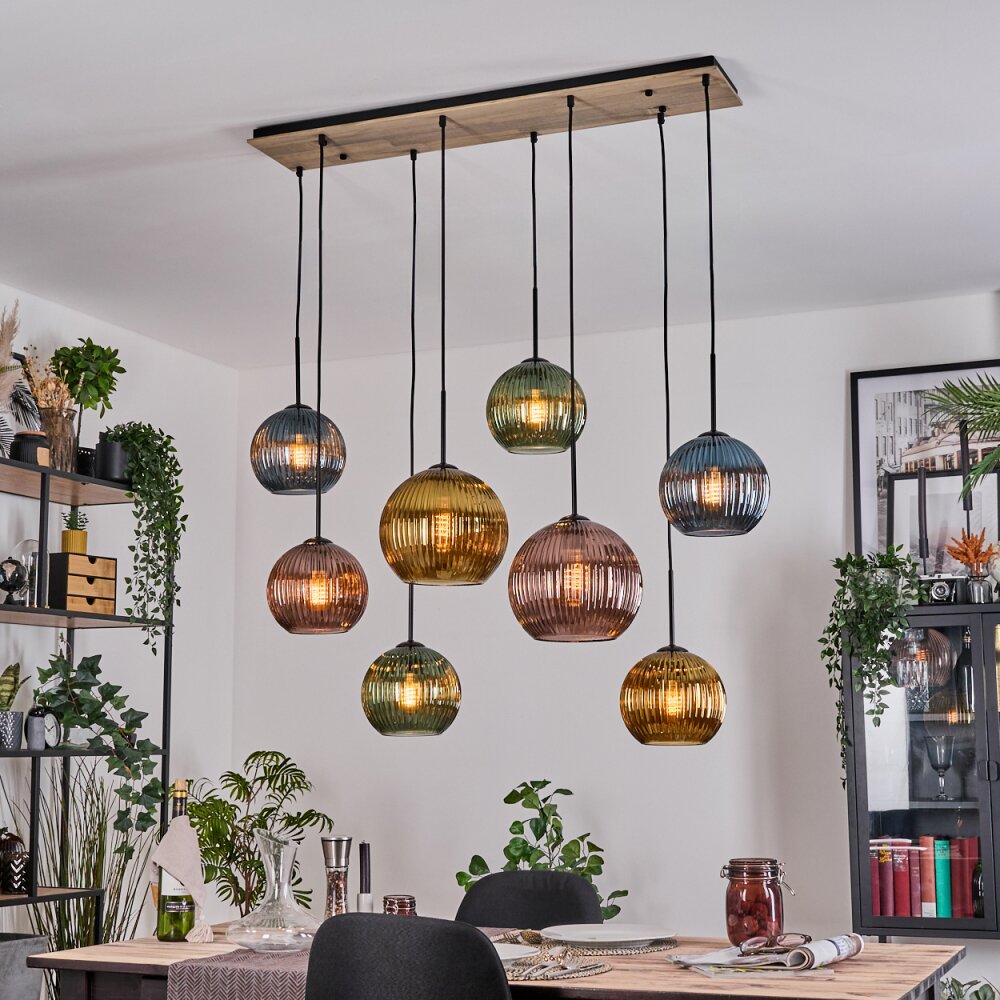 Koyoto Suspension, Boule lumineuse, Suspension Écru, Noir, 8 lumières main product photo