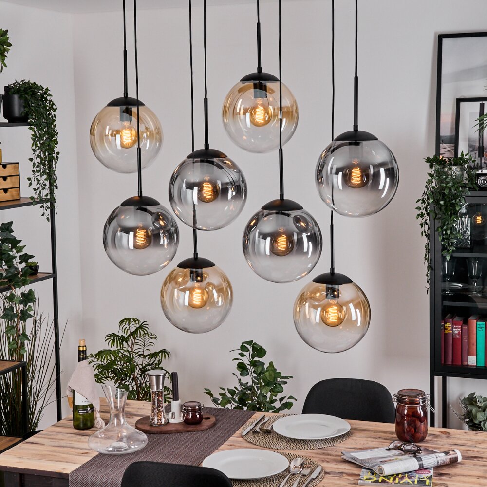 Gastor Suspension, Boule lumineuse, Suspension Ambre, Clair, Fumé, 8 lumières main product photo