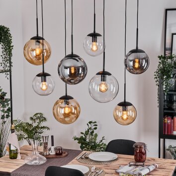 Gastor Suspension, Boule lumineuse, Suspension Ambre, Clair, Fumé, 8 lumières