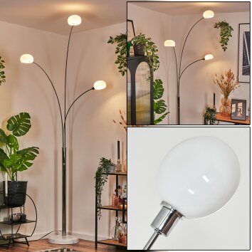 Nikkala Lampadaire Chrome, Blanc, 3 lumières