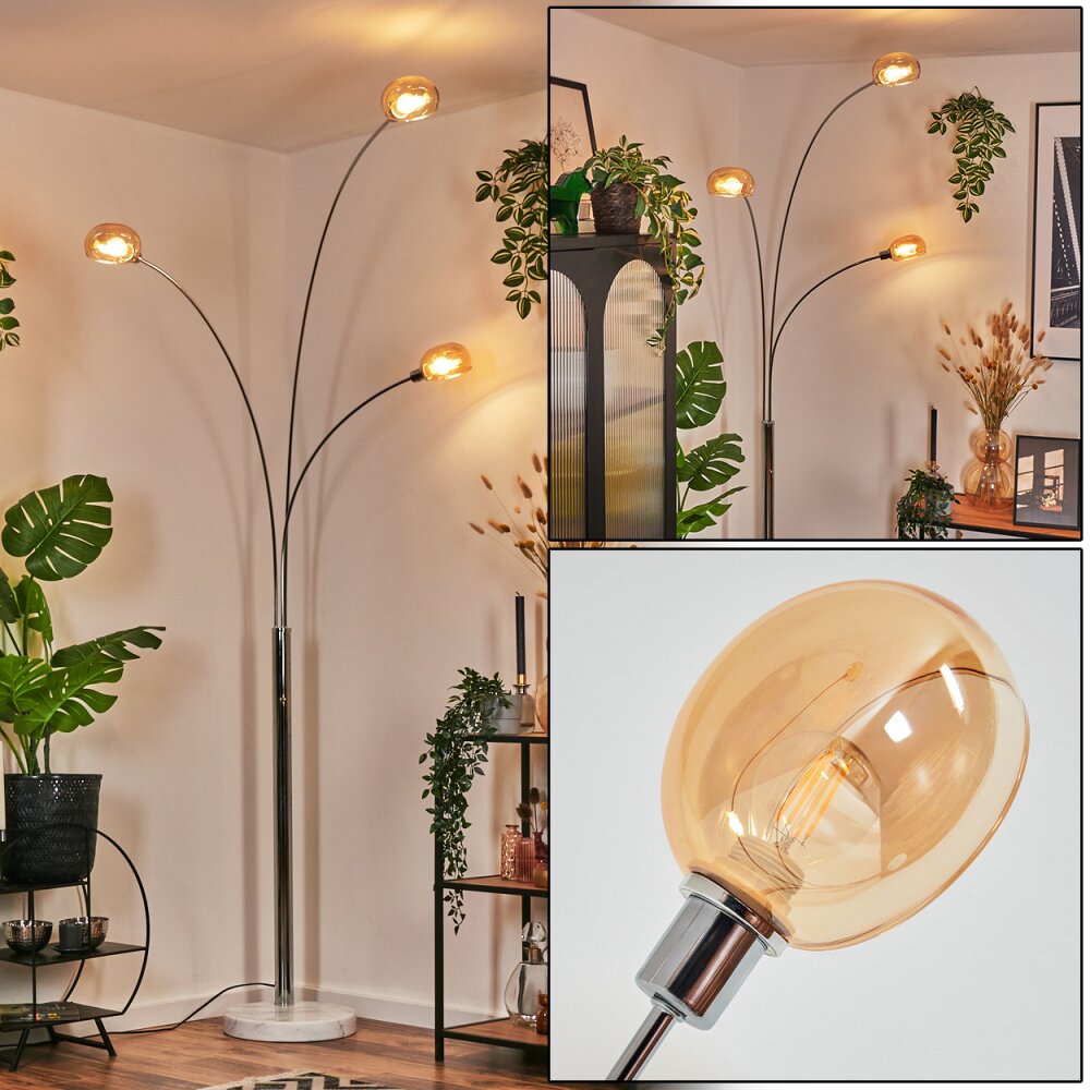 Nikkala Lampadaire Chrome, Blanc, 3 lumières main product photo