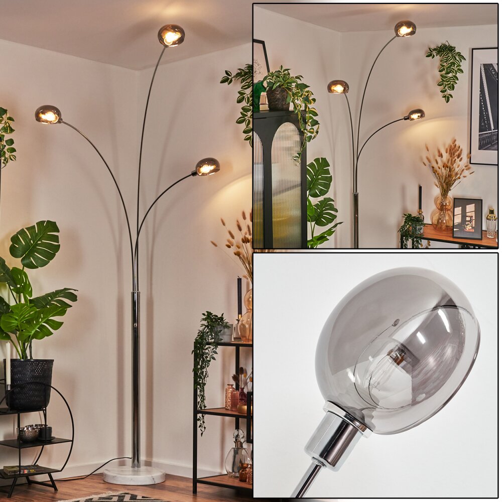 Nikkala Lampadaire Chrome, Blanc, 3 lumières main product photo