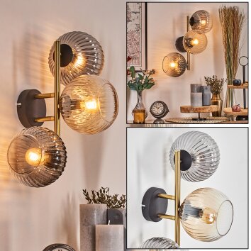 Koyoto Boule lumineuse, Applique murale Or, Noir, 3 lumières