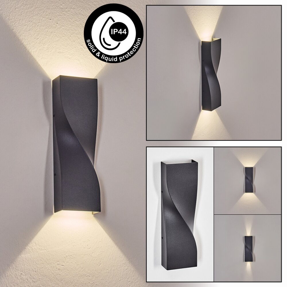 Halan Lampe murale d´extérieur, Luminaire Up & Down, Applique murale LED Noir, 2 lumières main product photo