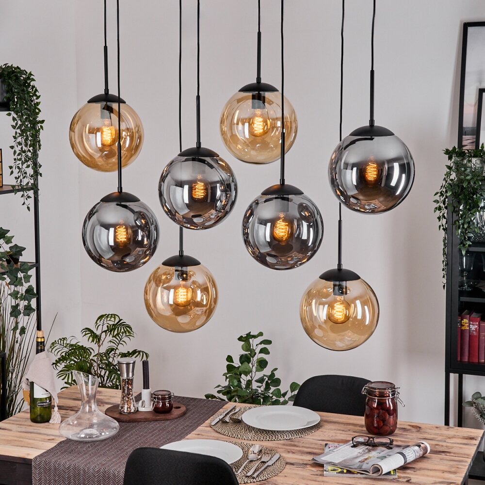 Gastor Suspension, Boule lumineuse, Suspension Ambre, Fumé, 8 lumières main product photo