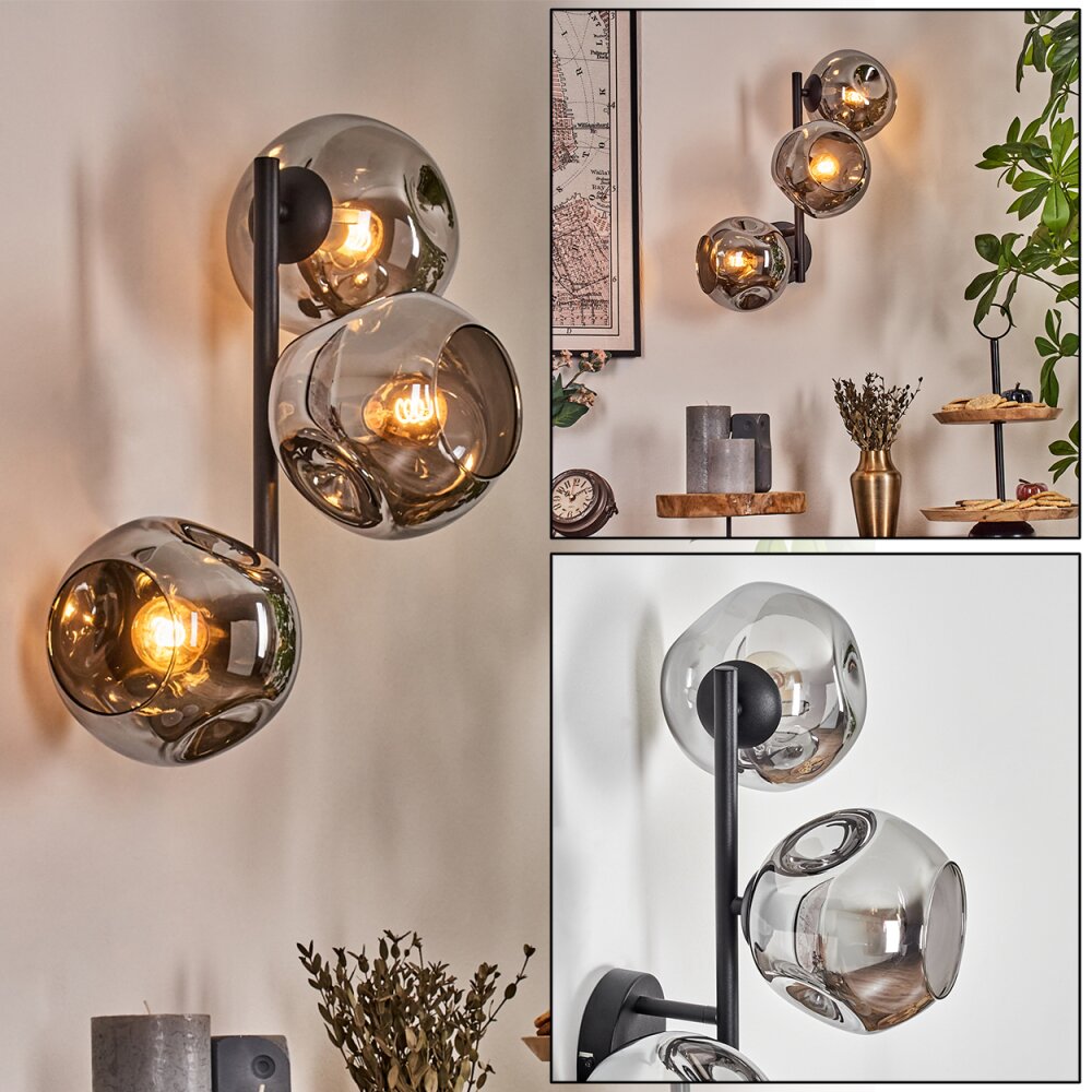 Ripoll Boule lumineuse, Applique murale Fumé, 3 lumières main product photo