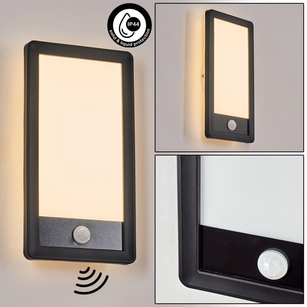 Harel Lampe murale d´extérieur, Panel, Applique murale LED Noir, 1 lumière, Détecteur de mouvement main product photo