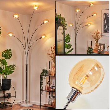 Nikkala Lampadaire Chrome, Blanc, 5 lumières