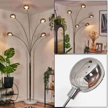 Nikkala Lampadaire Chrome, Blanc, 5 lumières Nikkala Lampadaire Chrome, Blanc, 5 lumières
