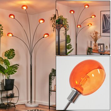 Nikkala Lampadaire Chrome, Blanc, 5 lumières