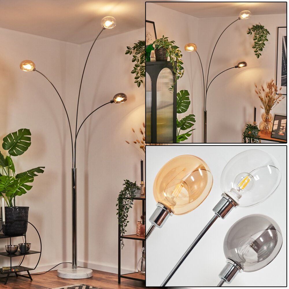 Nikkala Lampadaire Chrome, Blanc, 3 lumières main product photo