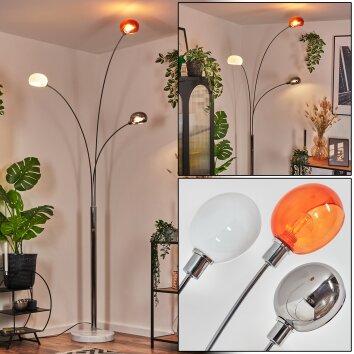 Nikkala Lampadaire Chrome, Blanc, 3 lumières