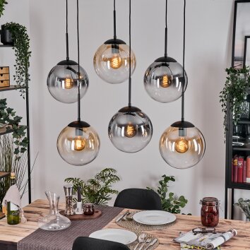 Gastor Suspension, Boule lumineuse, Suspension Ambre, Clair, Fumé, 6 lumières