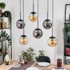 Gastor Suspension, Boule lumineuse, Suspension Ambre, Fumé, 6 lumières