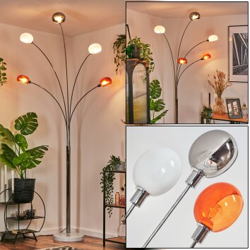 Nikkala Lampadaire Chrome, Blanc, 5 lumières
