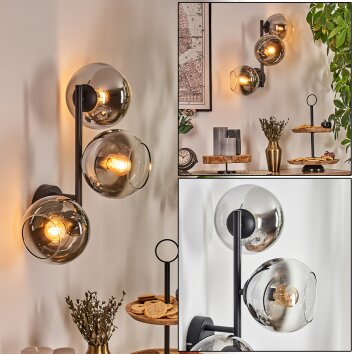 Koyoto Boule lumineuse, Applique murale Chrome, Clair, Fumé, 3 lumières Koyoto Boule lumineuse, Applique murale Chrome, Clair, Fumé, 3 lumières