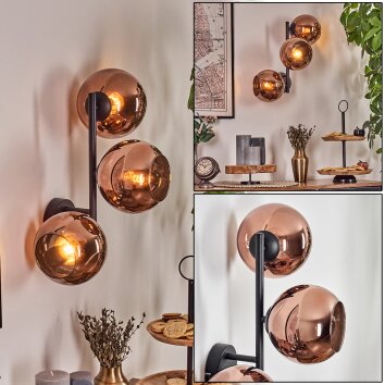 Koyoto Boule lumineuse, Applique murale Cuivré, 3 lumières
