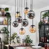Gastor Suspension, Boule lumineuse, Suspension Ambre, Fumé, 8 lumières