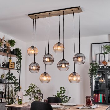 Koyoto Suspension, Boule lumineuse, Suspension Écru, Noir, 8 lumières