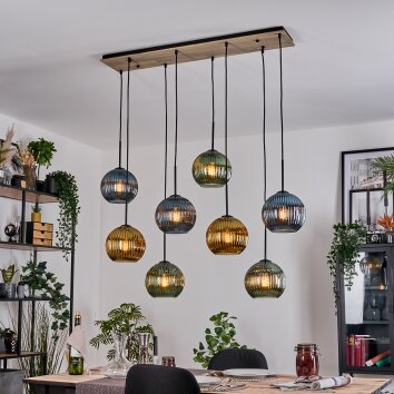 Koyoto Suspension, Boule lumineuse, Suspension Écru, Noir, 8 lumières